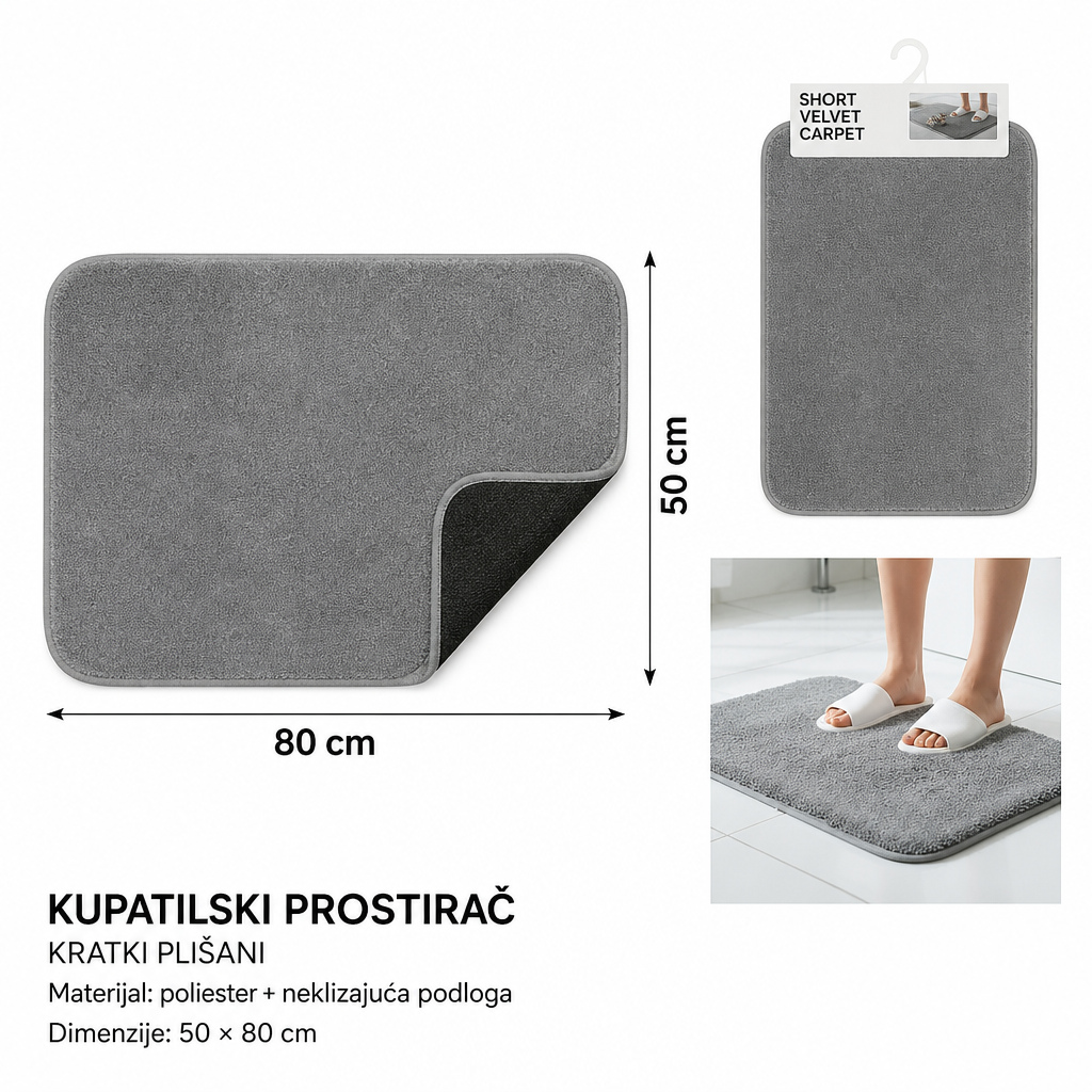 KMT Jednobojna prostirka od kratkog pliša 803840
