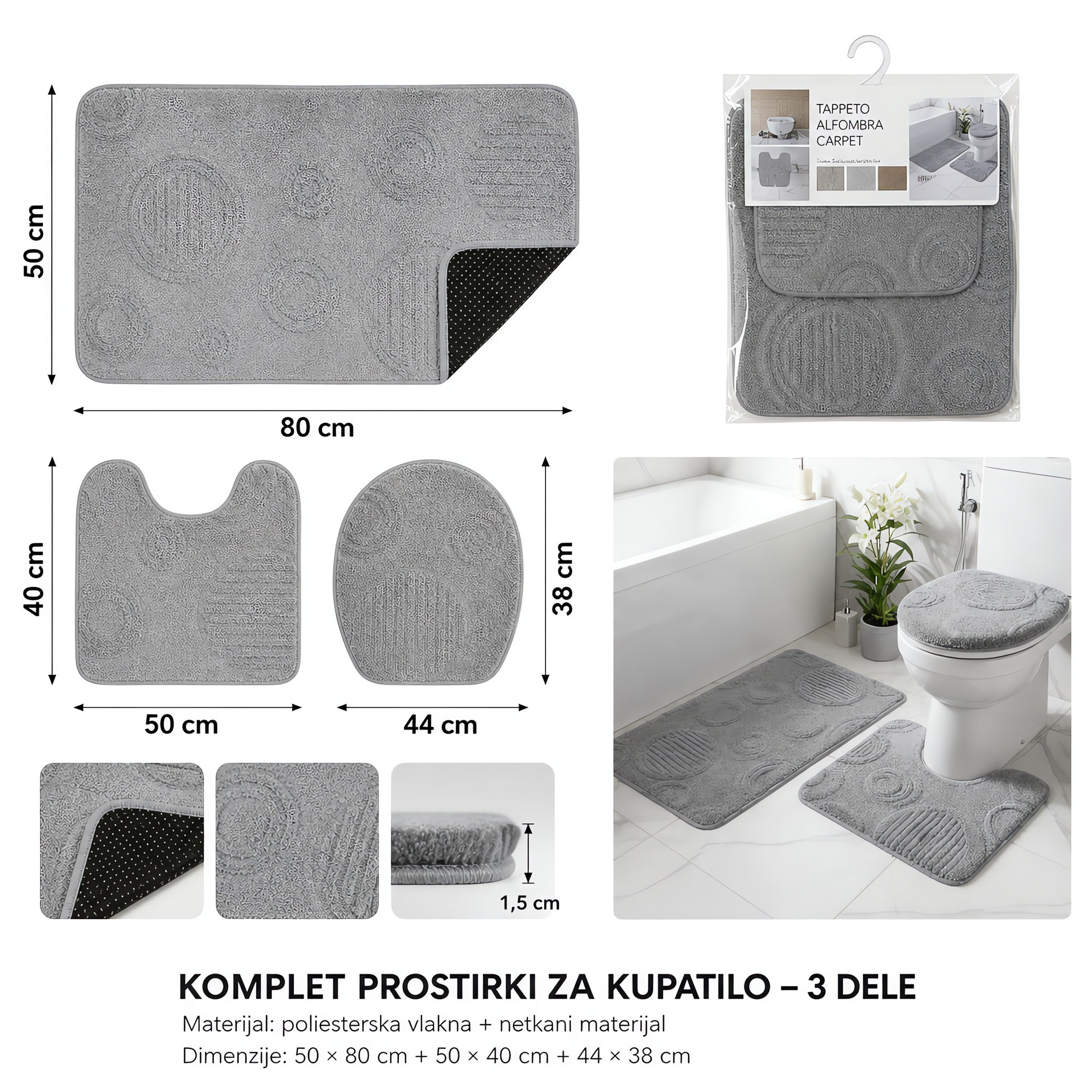 KMT Trodelni flanel prostirka za wc 803865