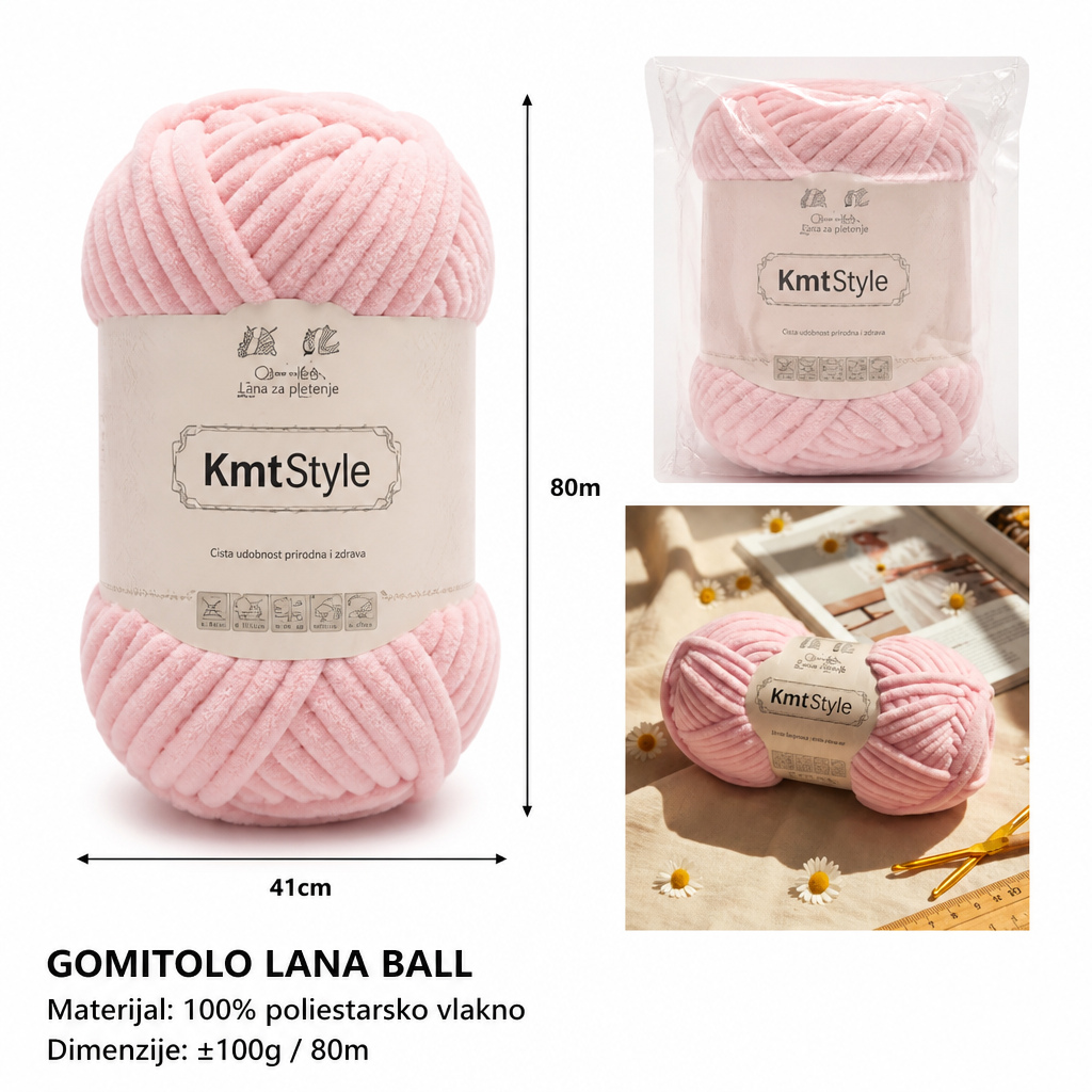 KMT Ekstra mekano debelo predivo, pastelno roze-plavo 809570