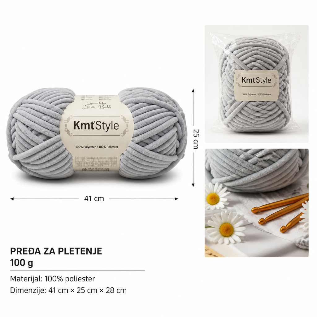 KMT Ekstra mekano debelo predivo, svetlosivo 809572