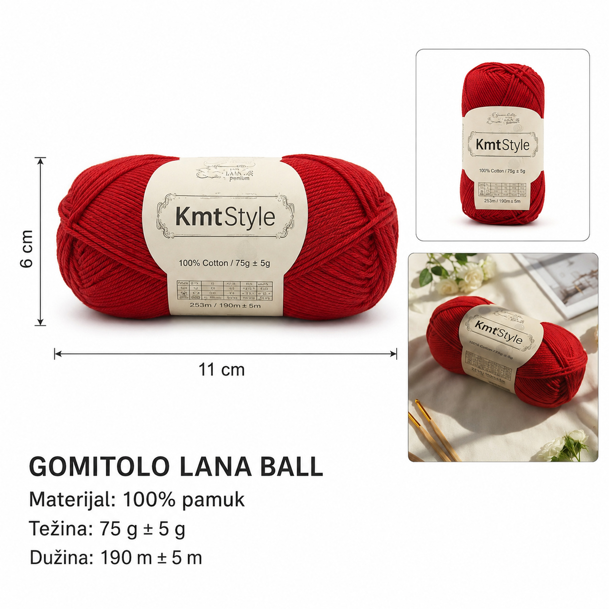 KMT Premium pamučna jarko crveni 809664