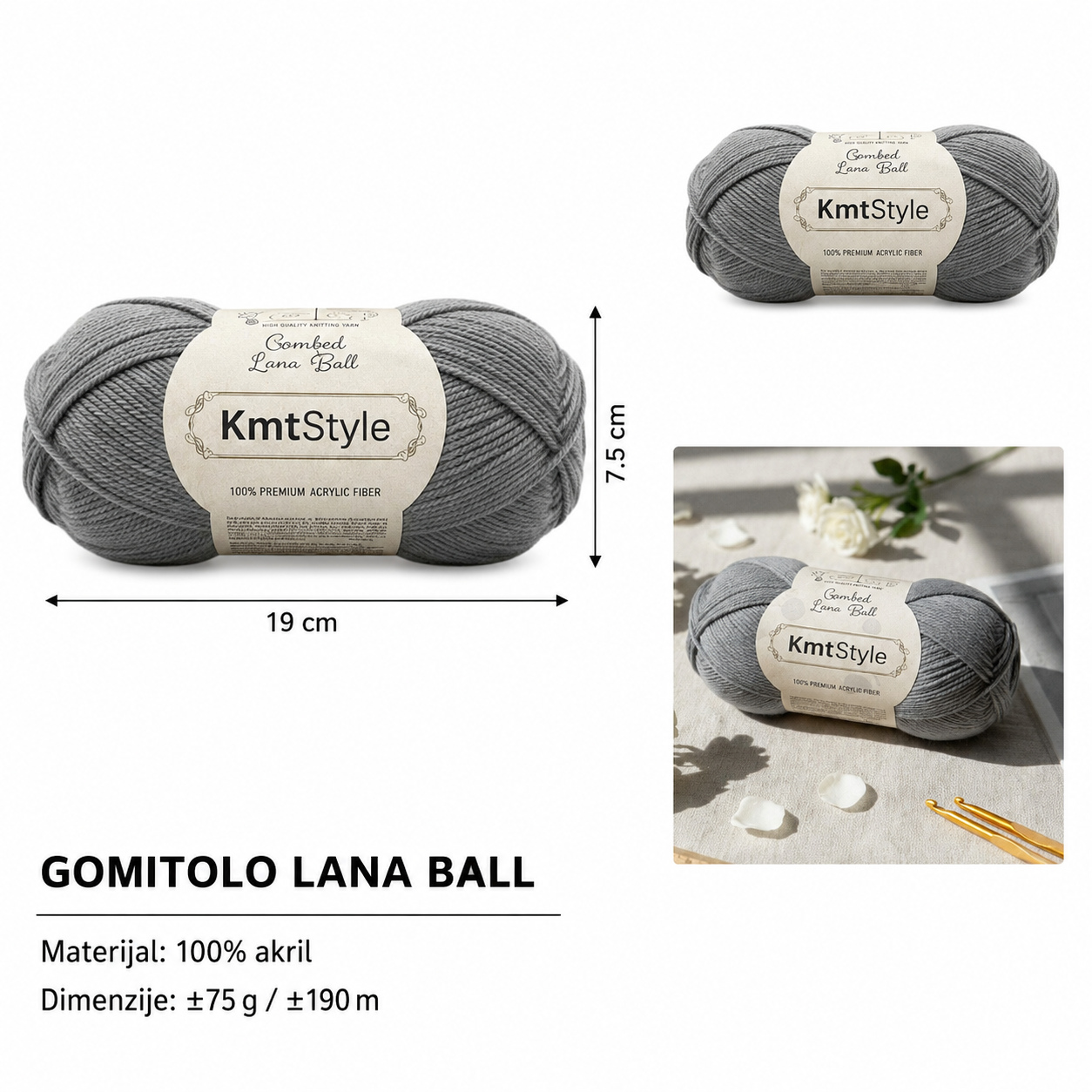 KMT Premium pamučna siva 809666