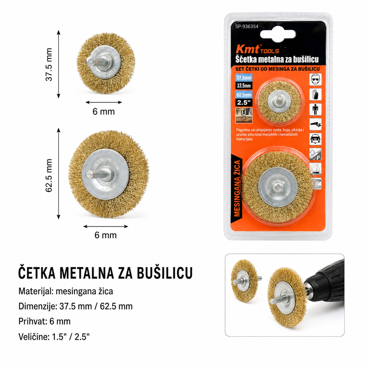 KMT Šipka u tip čelične spajalice upletena žičana četka sa set 9363554