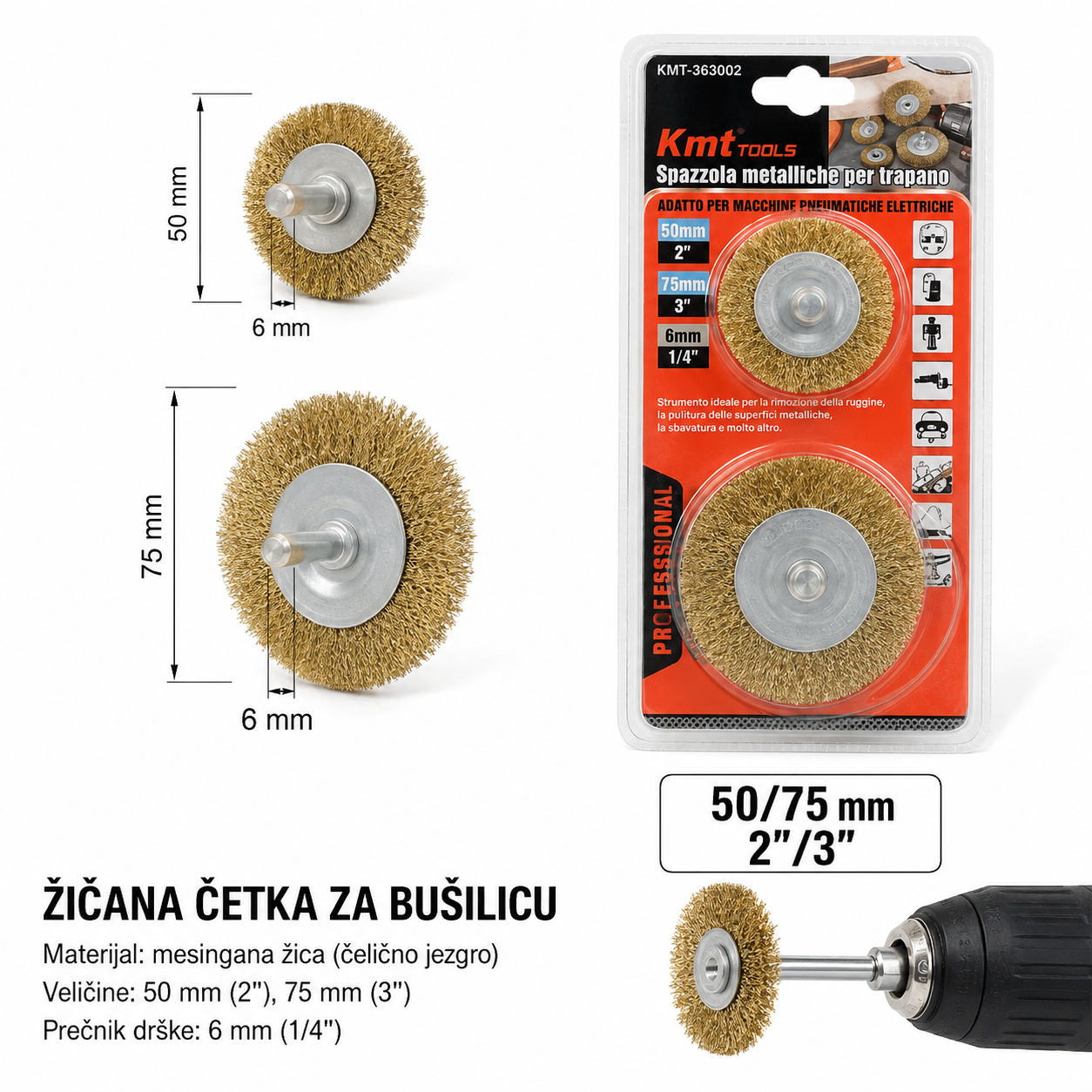 KMT Šipka u tip čelične spajalice upletena žičana četka sa set 9363555