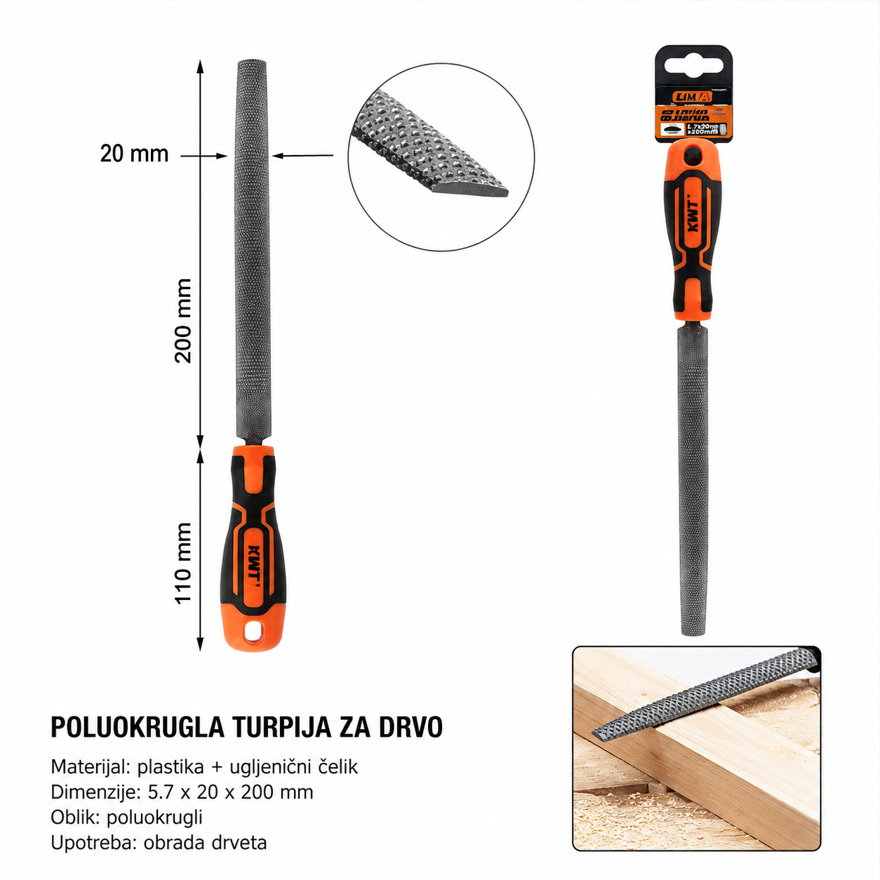 KMT Dvobojni drška okrugli za drvo nož 9363567