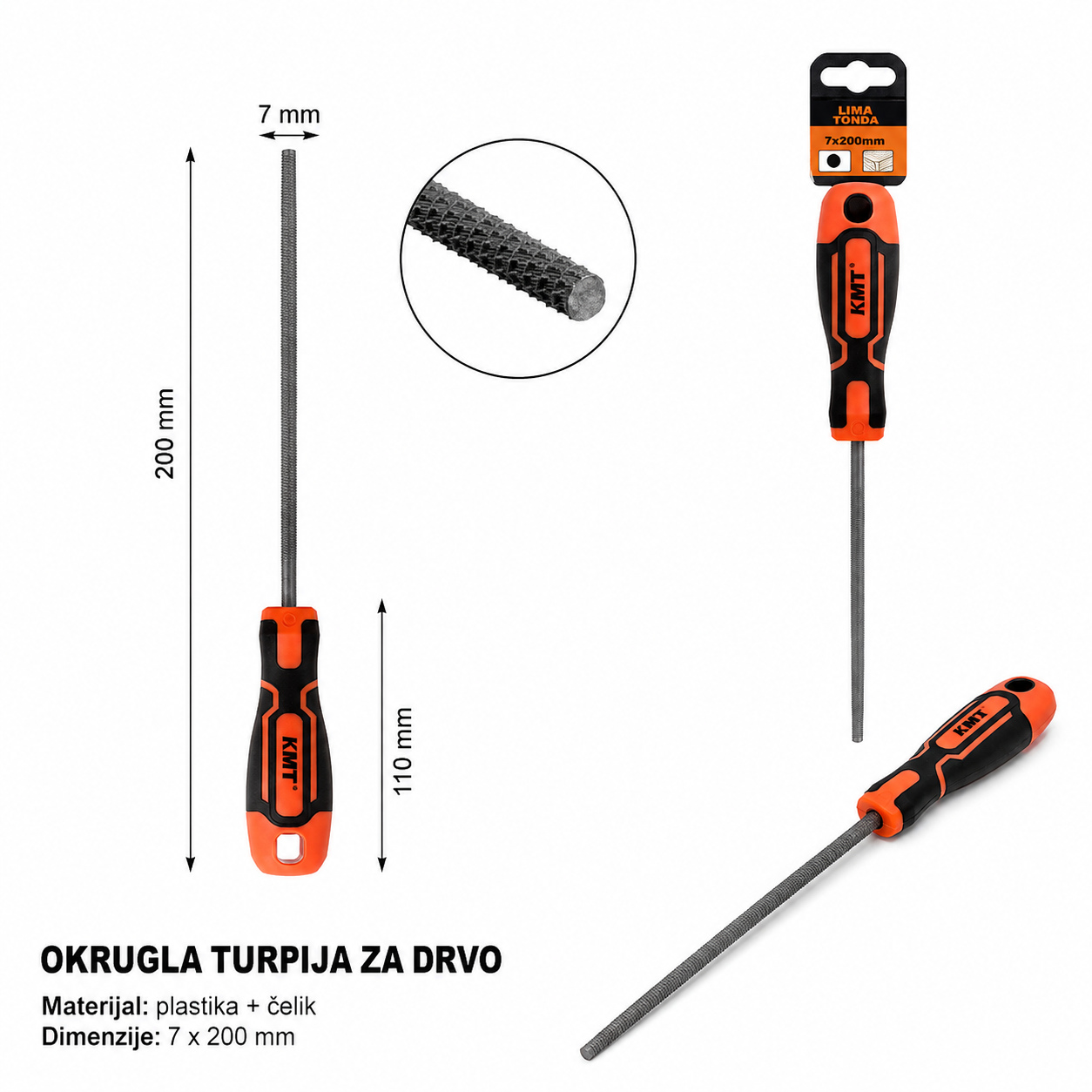 KMT Dvobojni drška okrugla za drvo 9363568