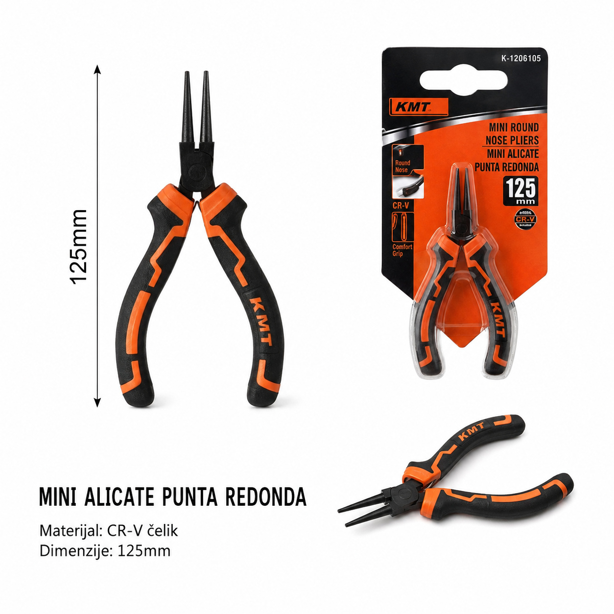 KMT Mini nikl okrugla glava klešta 9363598