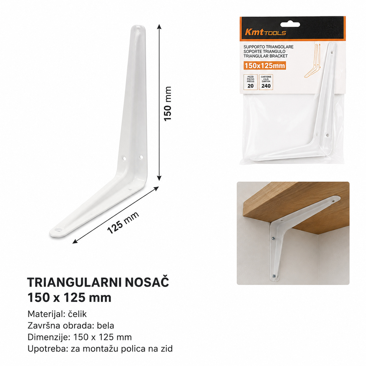KMT Trougaoni nosač bela 9364579