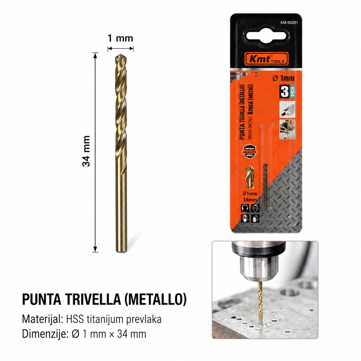KMT M35 burgija za metal sa zlatnim premazom 9364698