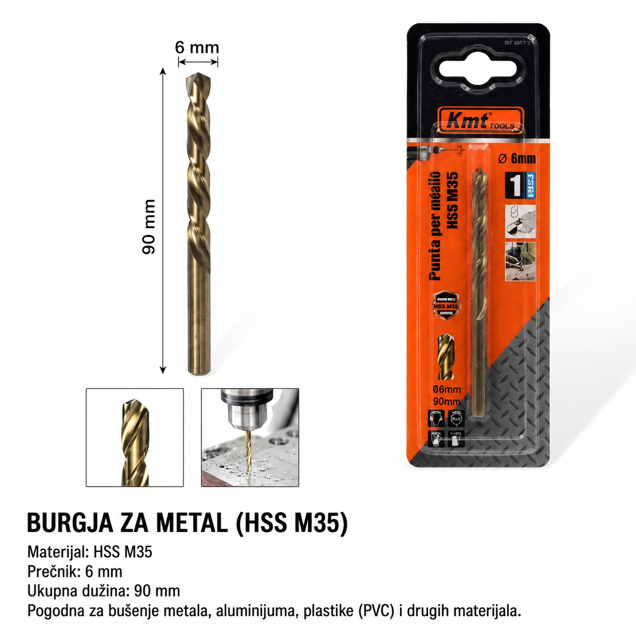 KMT M35 burgija za metal sa zlatnim premazom 9364703