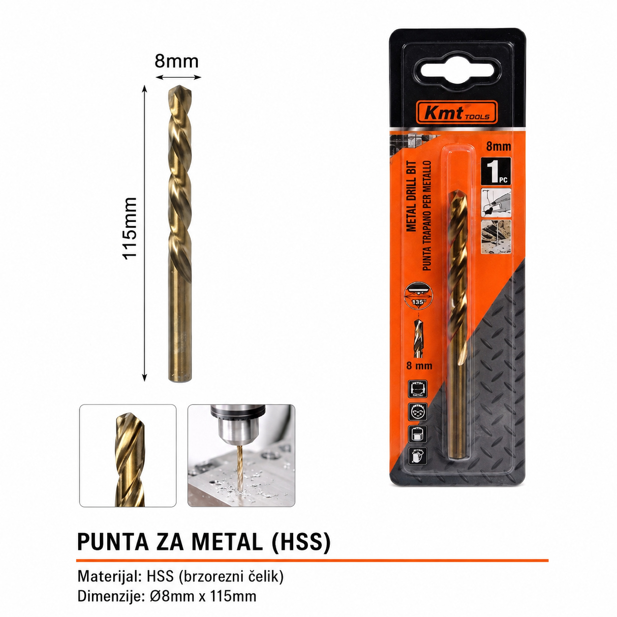 KMT M35 burgija za metal sa zlatnim premazom 9364704