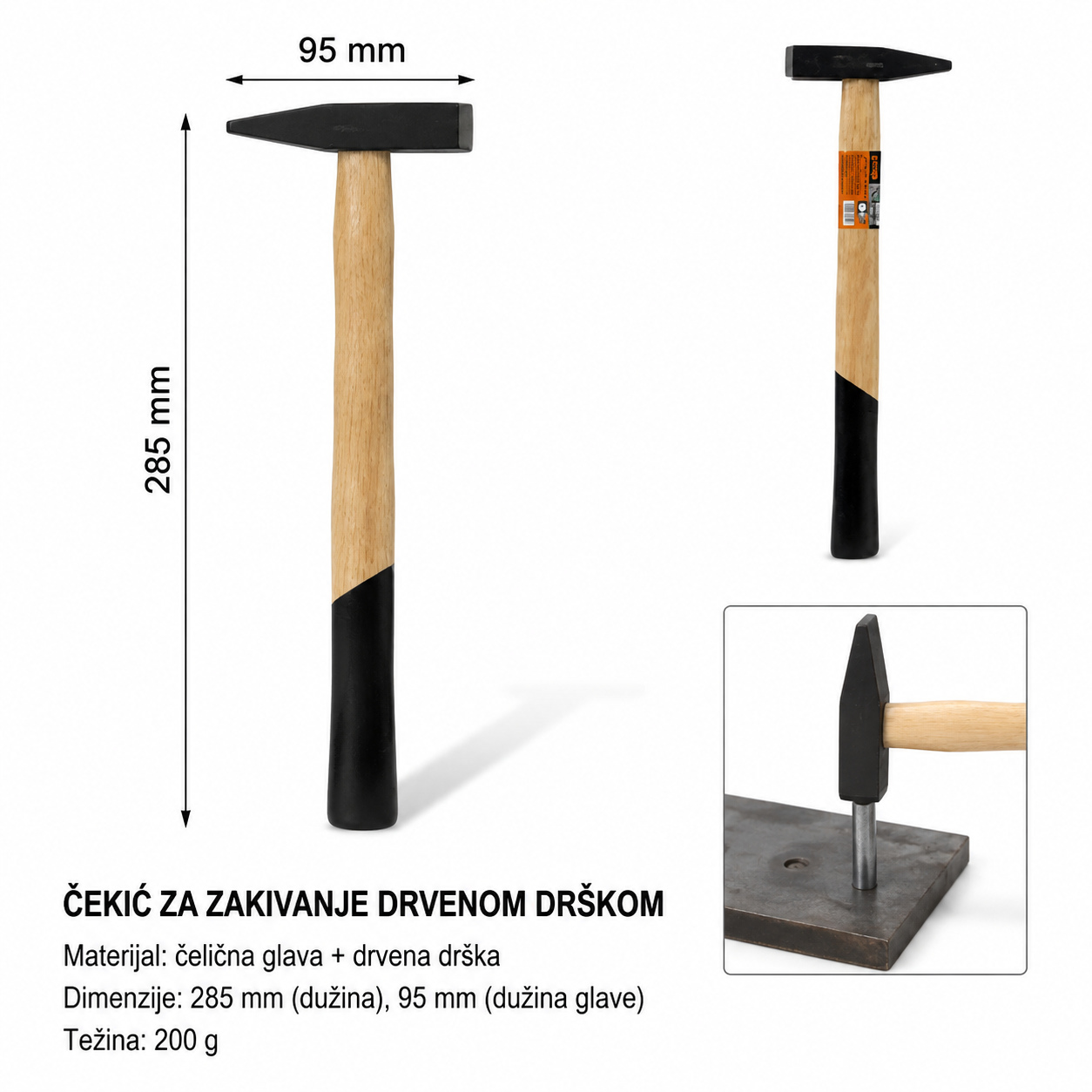 KMT Drvena plastična drška bravarski čekić 9367647