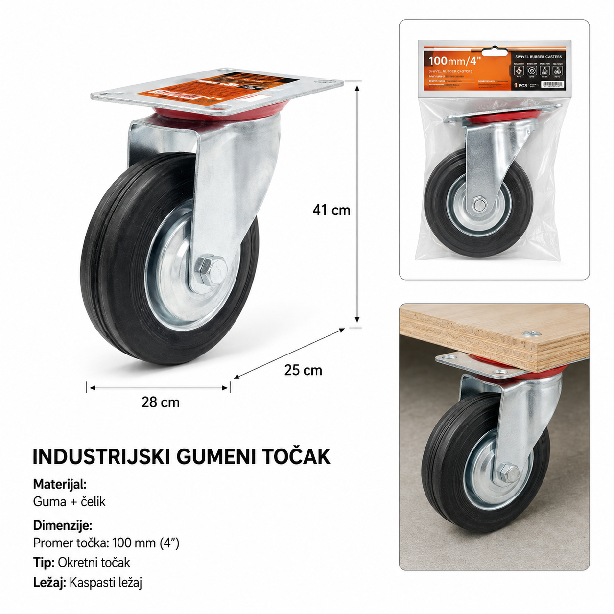 KMT Industrijski podni ventilator za alat univerzalni zglob gumena četka za felne 9367802