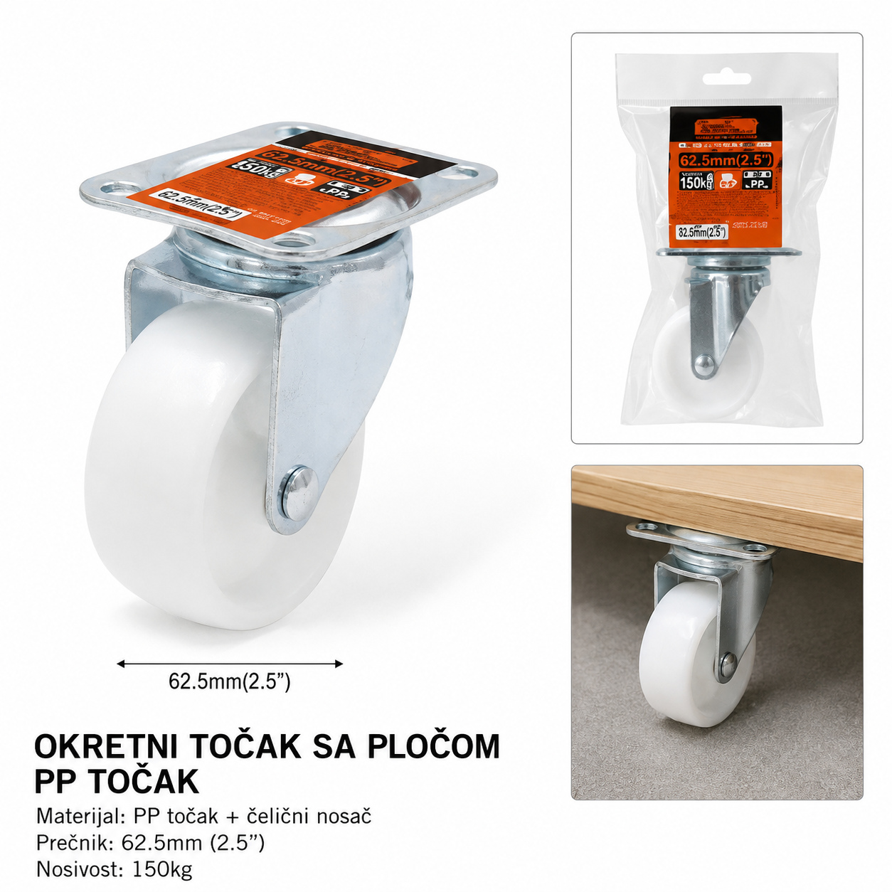 KMT Dno sa drškom cediljka nosač za televizor tip makaze za beli PP 9367891