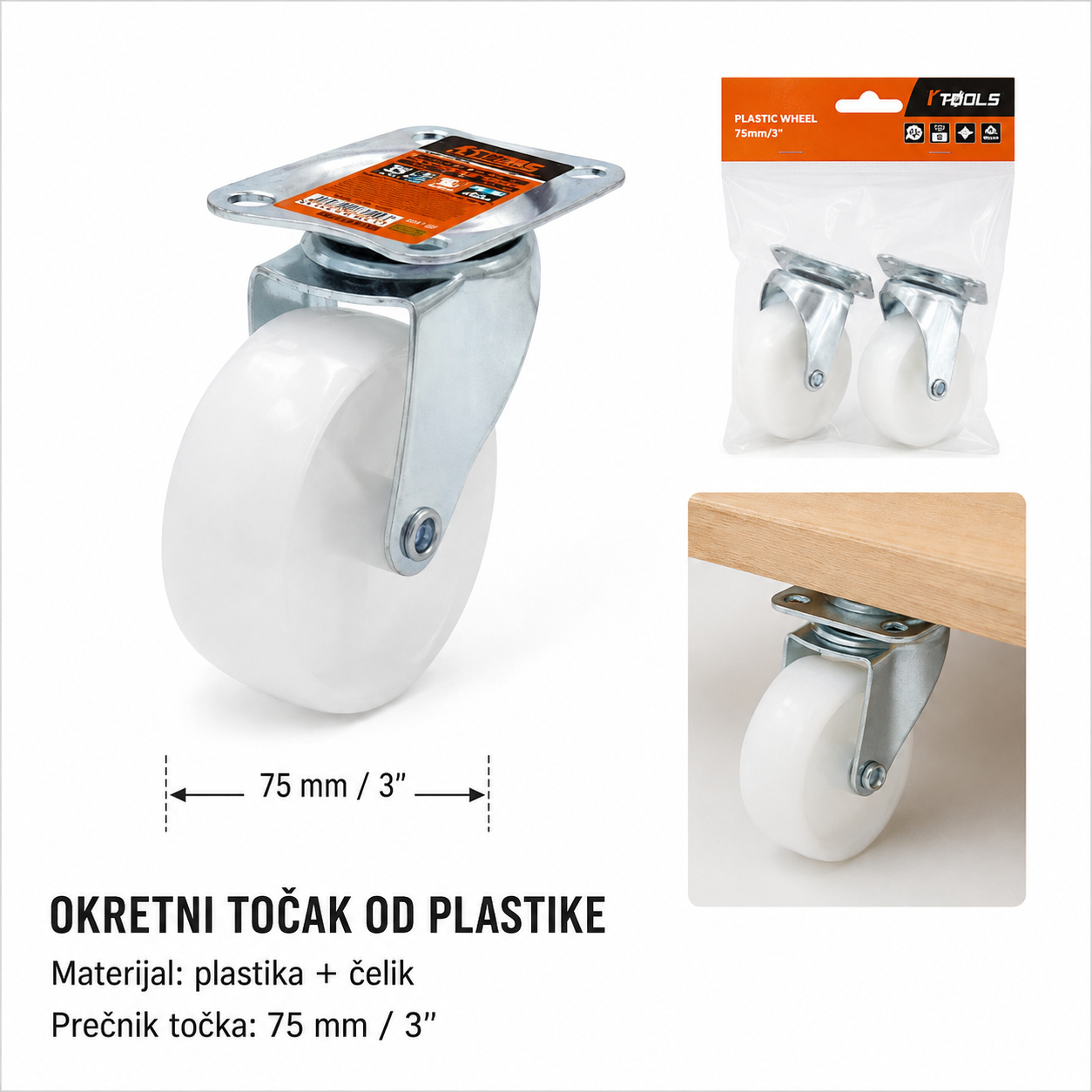 KMT Dno sa drškom cediljka nosač za televizor tip makaze za beli PP 9367892