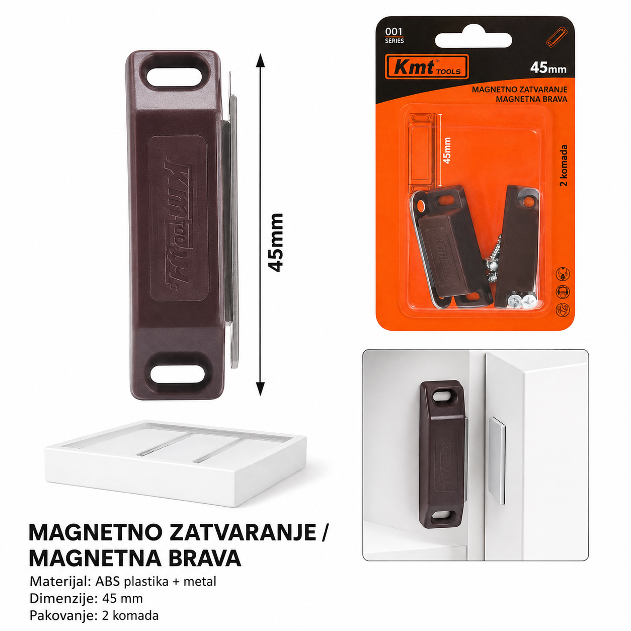 KMT Aluminijumske legure kvaka za magnetna mreža za prozor mala 9368007