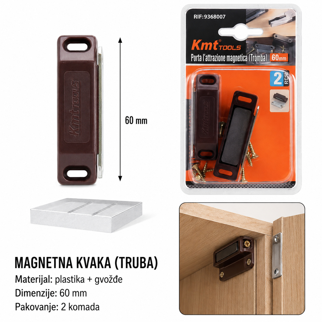 KMT Aluminijumske legure kvaka za magnetna mreža za prozor velika 9368008