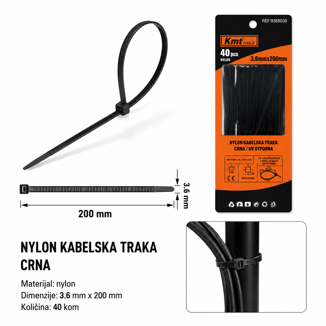 KMT Kablovska vezica crni 9368030