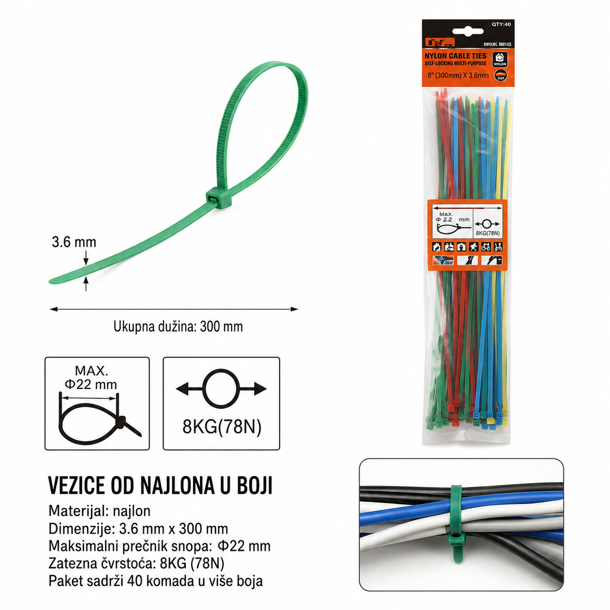 KMT Šarena set vezica za kablove 9368042