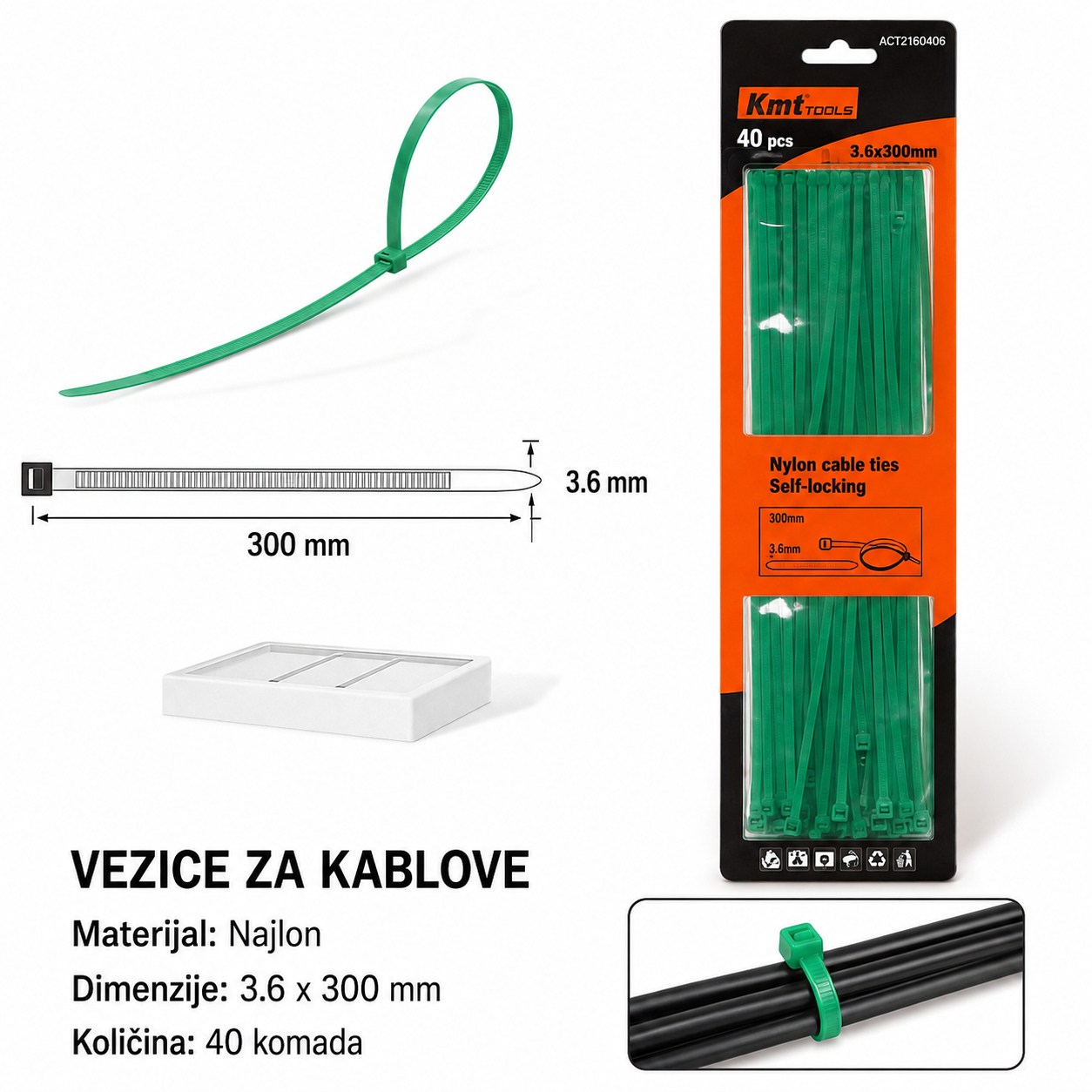 KMT Kablovska vezica zeleni 9368046