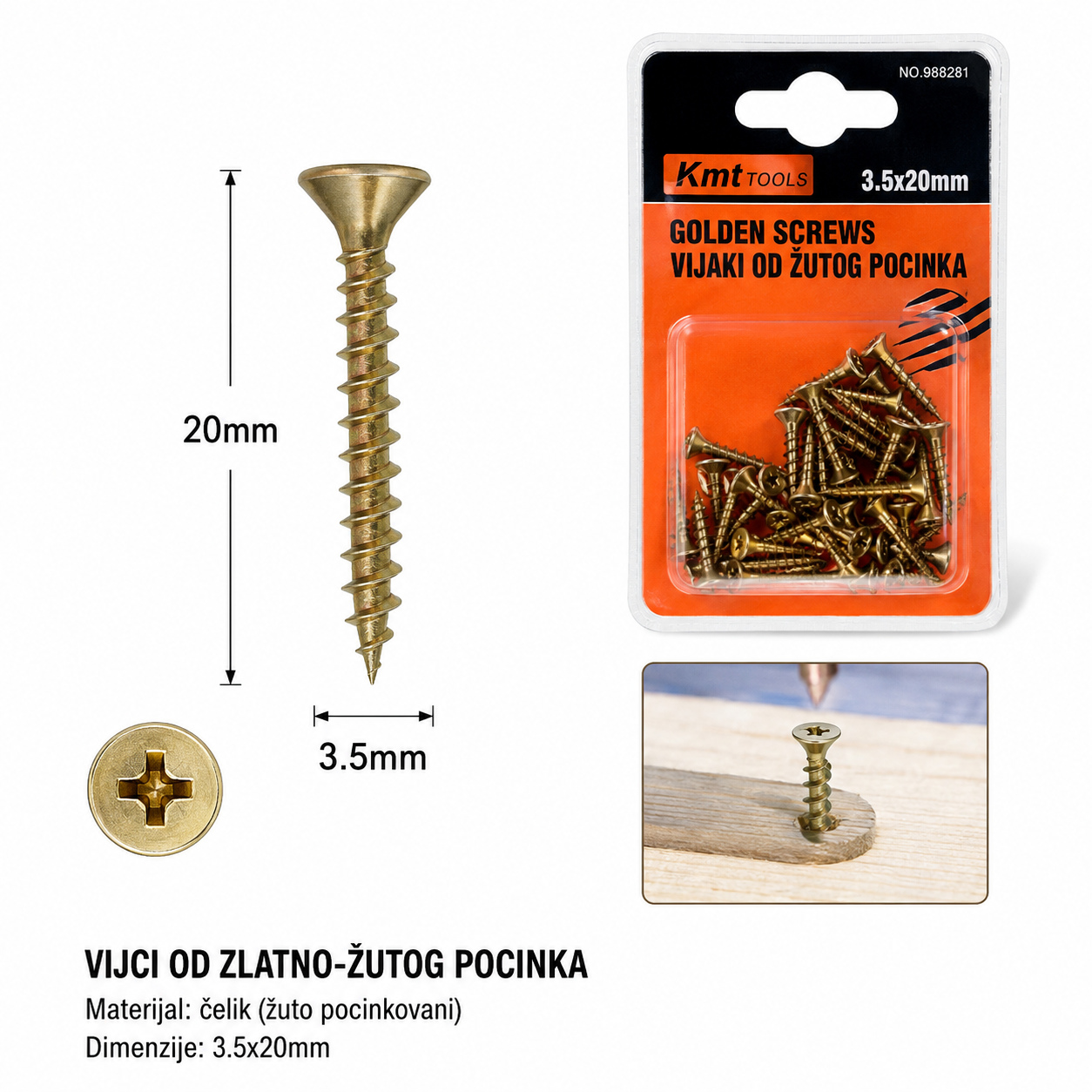 KMT Ekseri za lesonit pocinkovani u boji 9368281