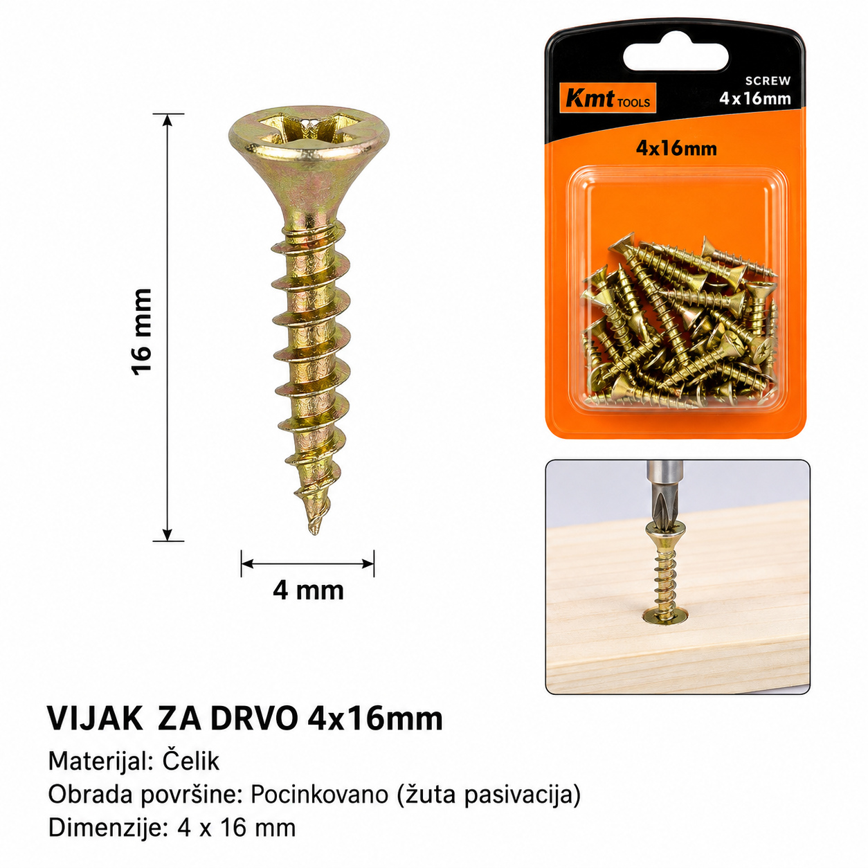 KMT Ekseri za lesonit pocinkovani u boji 9368287