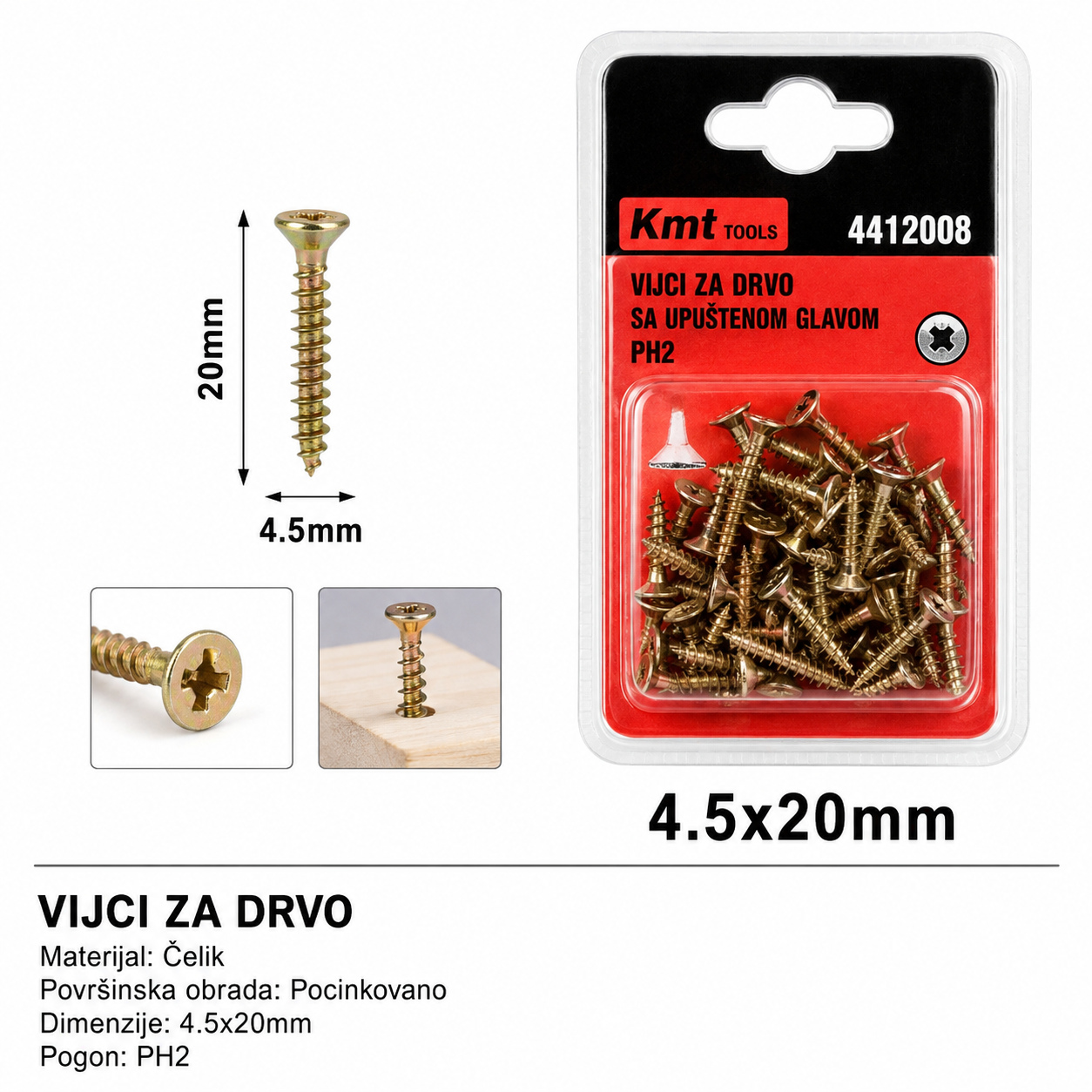 KMT Ekseri za lesonit pocinkovani u boji 9368295