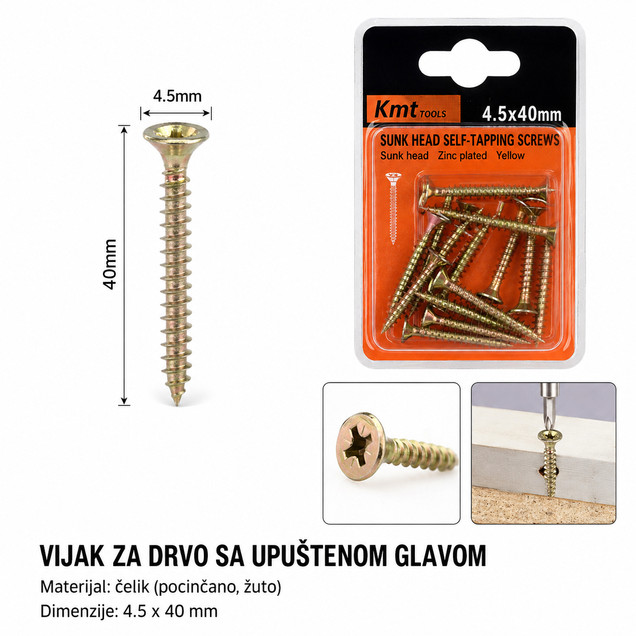 KMT Ekseri za lesonit pocinkovani u boji 9368299