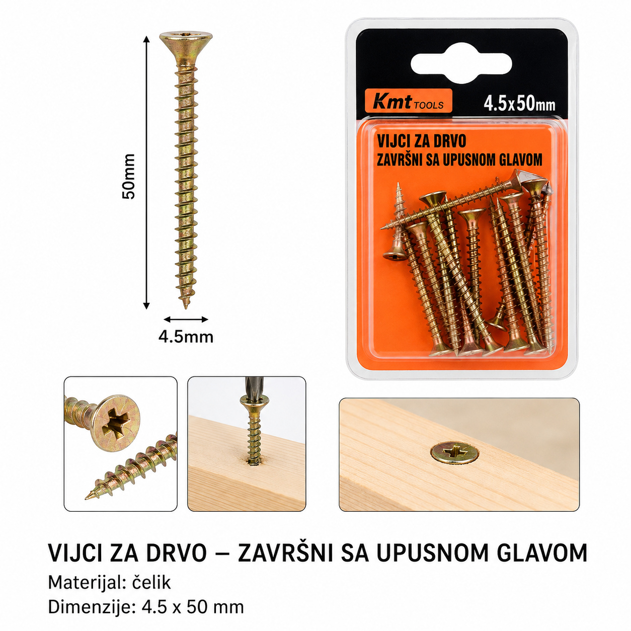 KMT Ekseri za lesonit pocinkovani u boji 9368300