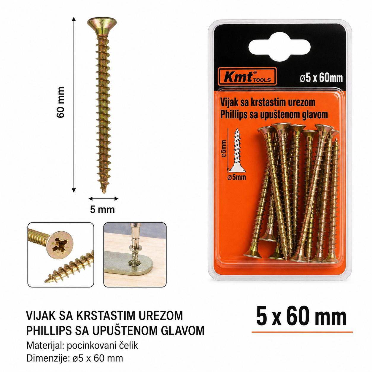 KMT Ekseri za lesonit pocinkovani u boji 9368308