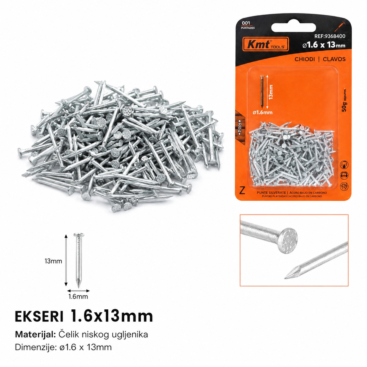 KMT Beli gvozdeni ekser 9368400