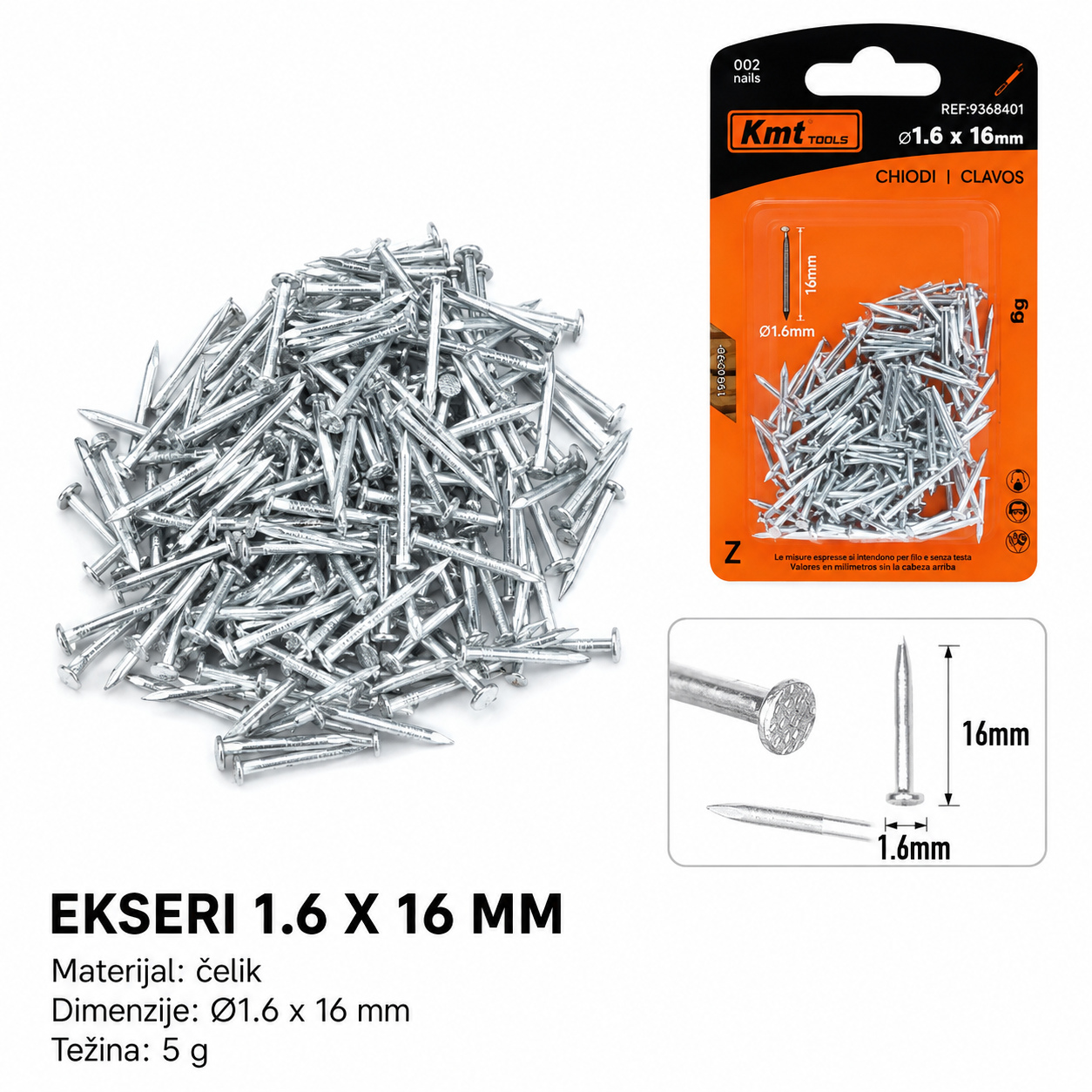KMT Beli gvozdeni ekser 9368401