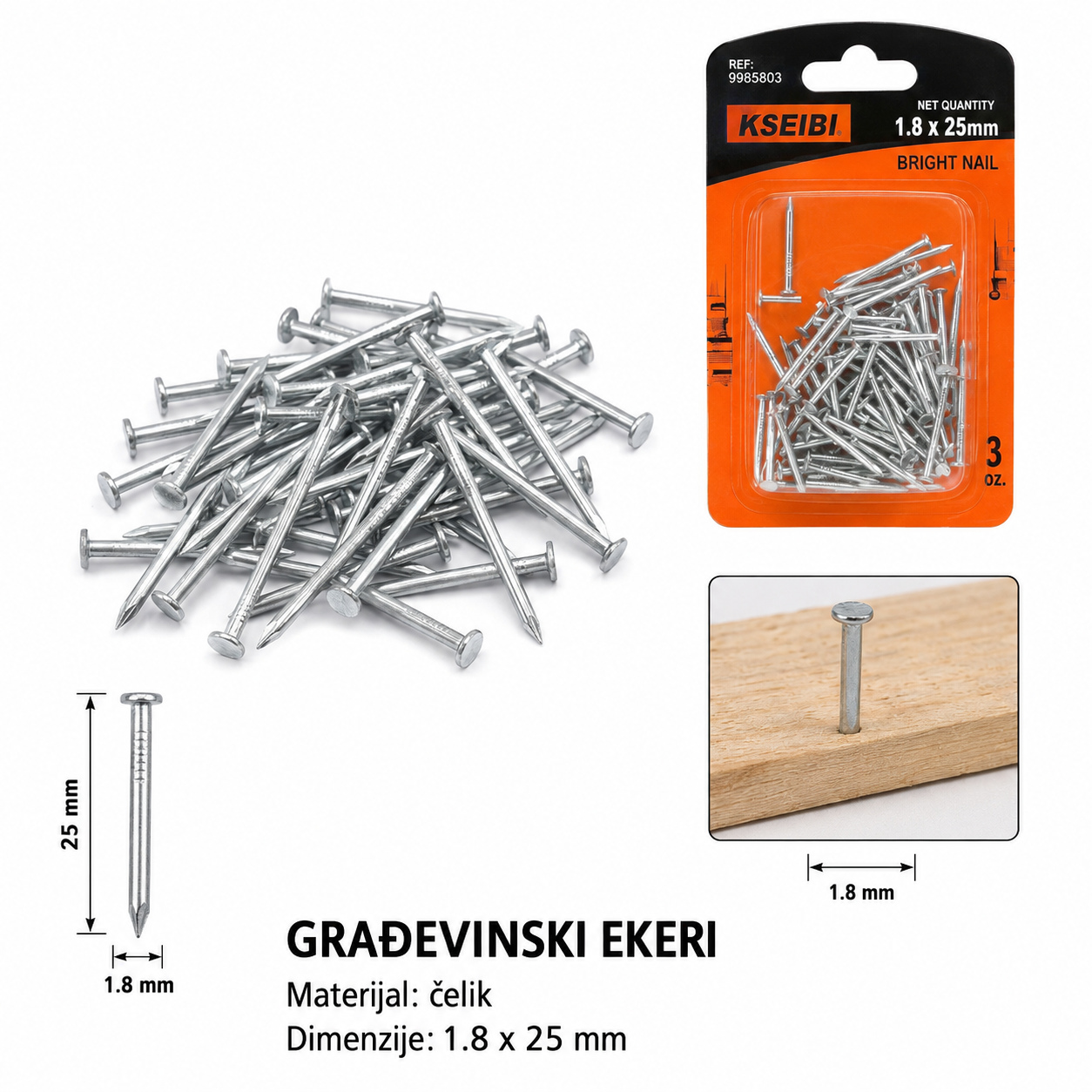 KMT Beli gvozdeni ekser 9368403