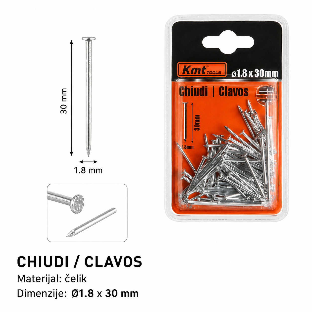 KMT Beli gvozdeni ekser 9368404