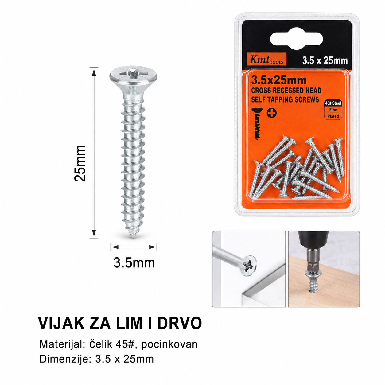 KMT Samobušeći šraf sa upuštenom glavom 9368452