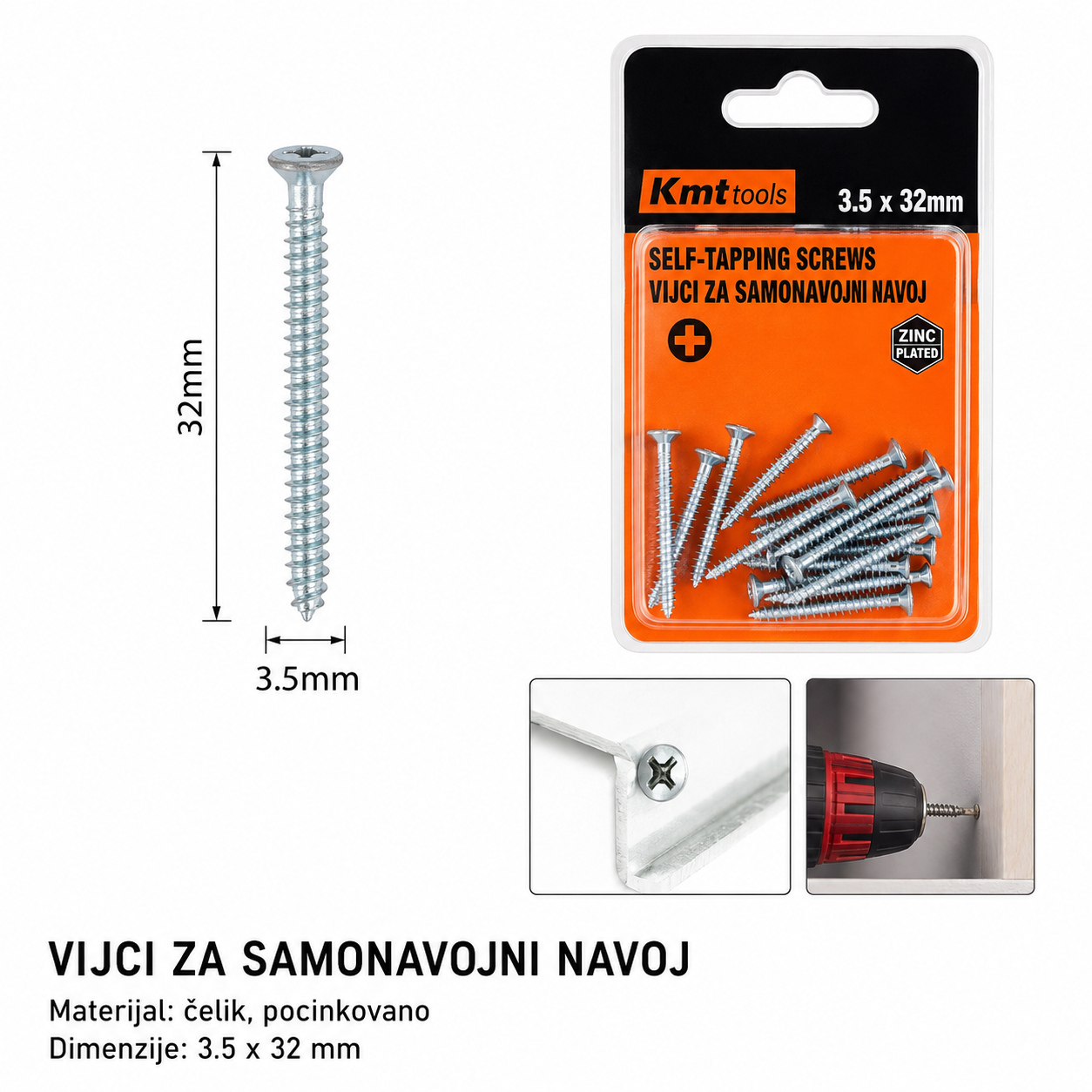 KMT Samobušeći šraf sa upuštenom glavom 9368453