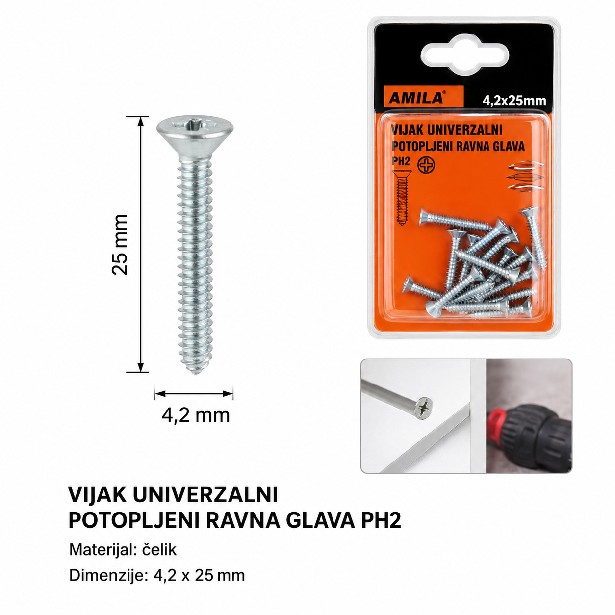 KMT Samobušeći šraf sa upuštenom glavom 9368461