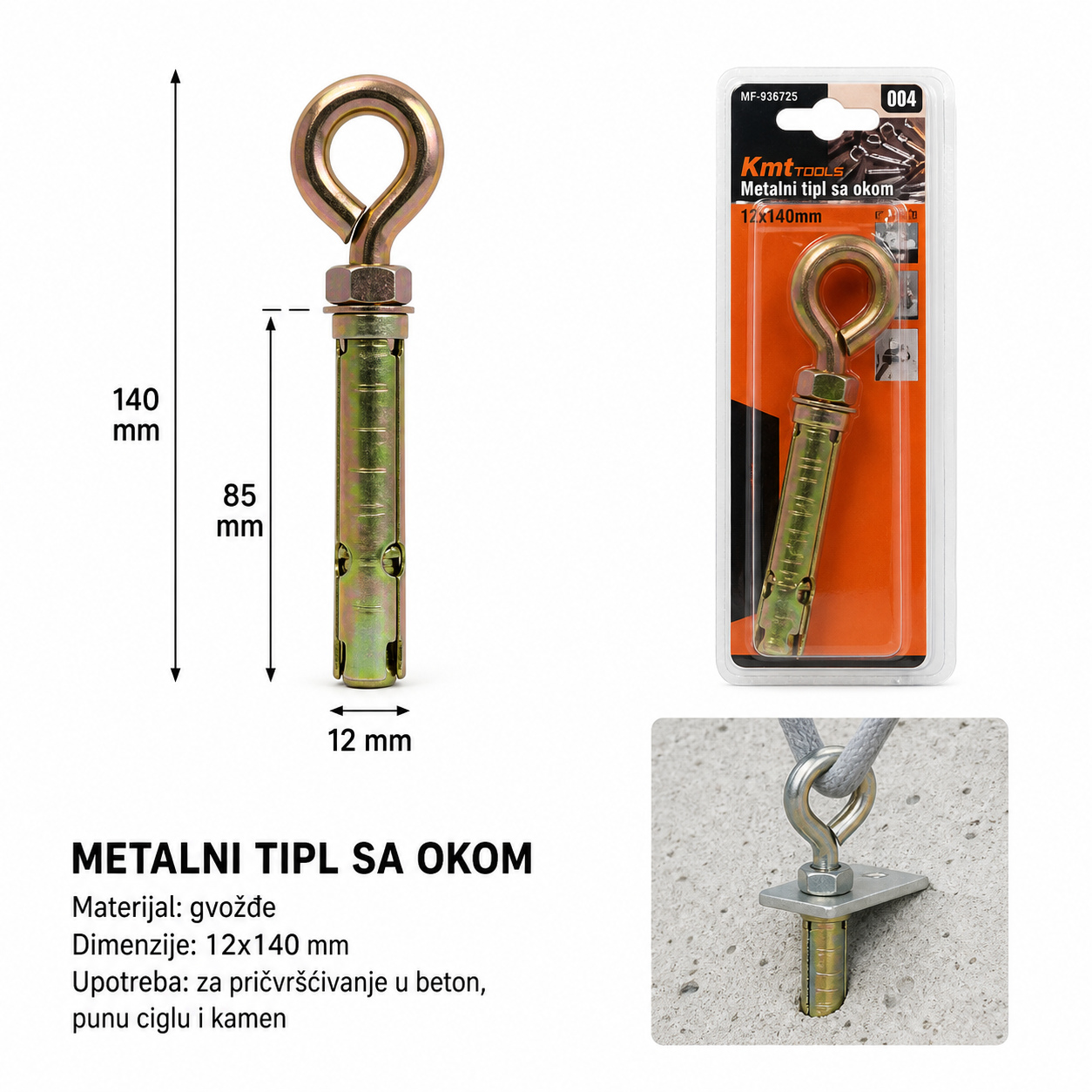 KMT Gvozdena novi materijal tipl vijak sa okom 9368725