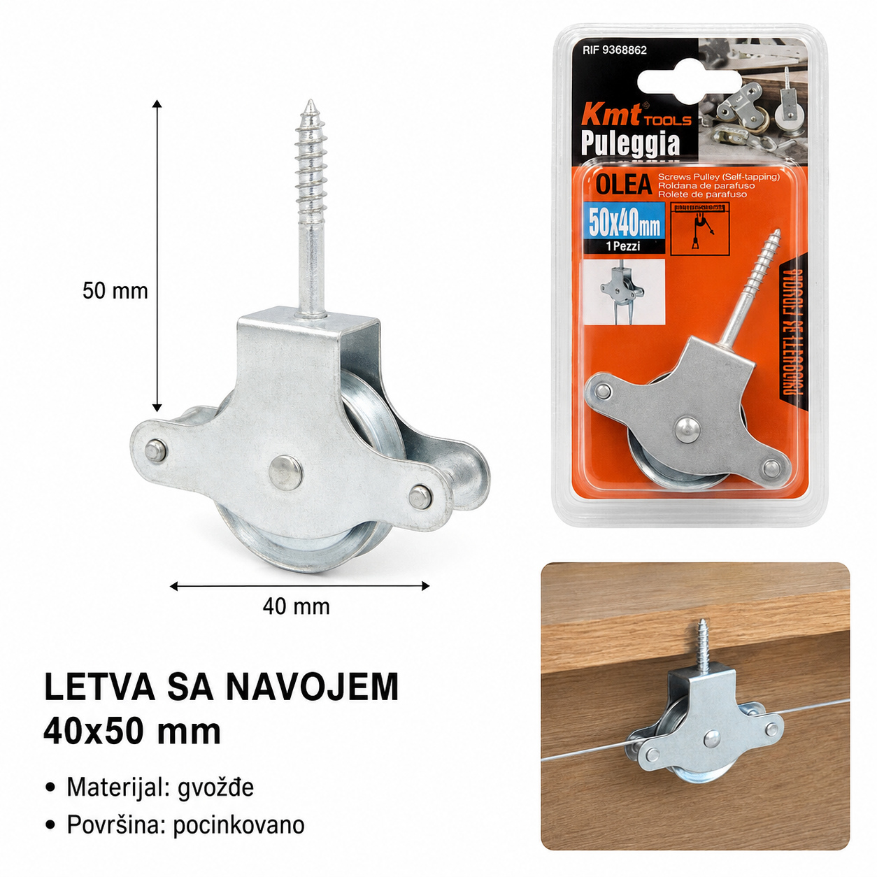 KMT Samourezujući šraf navlaka za gumu crni gvozdena 9368862