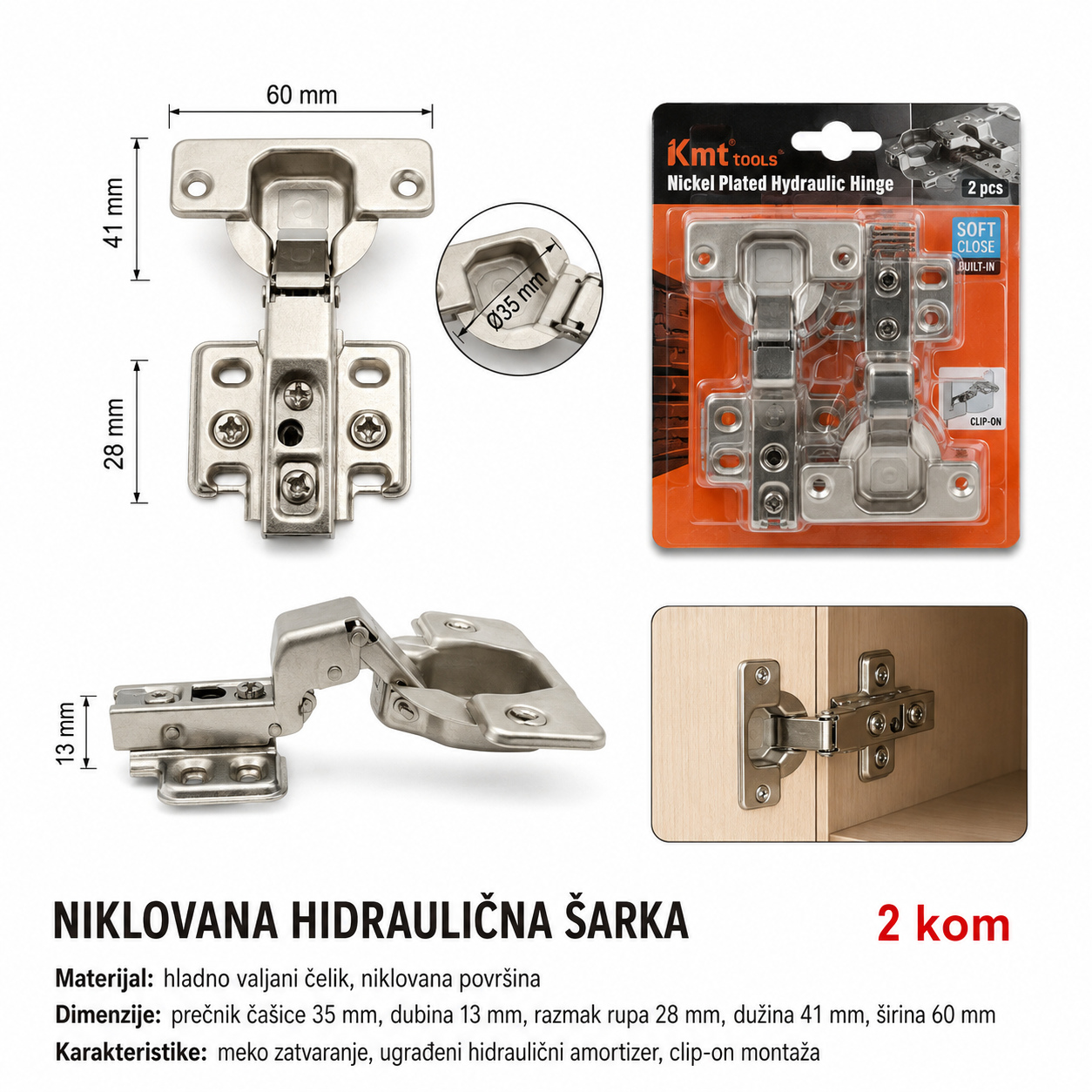 KMT Nerđajućeg čelika 304 hidraulična burgija za šarke 9368914