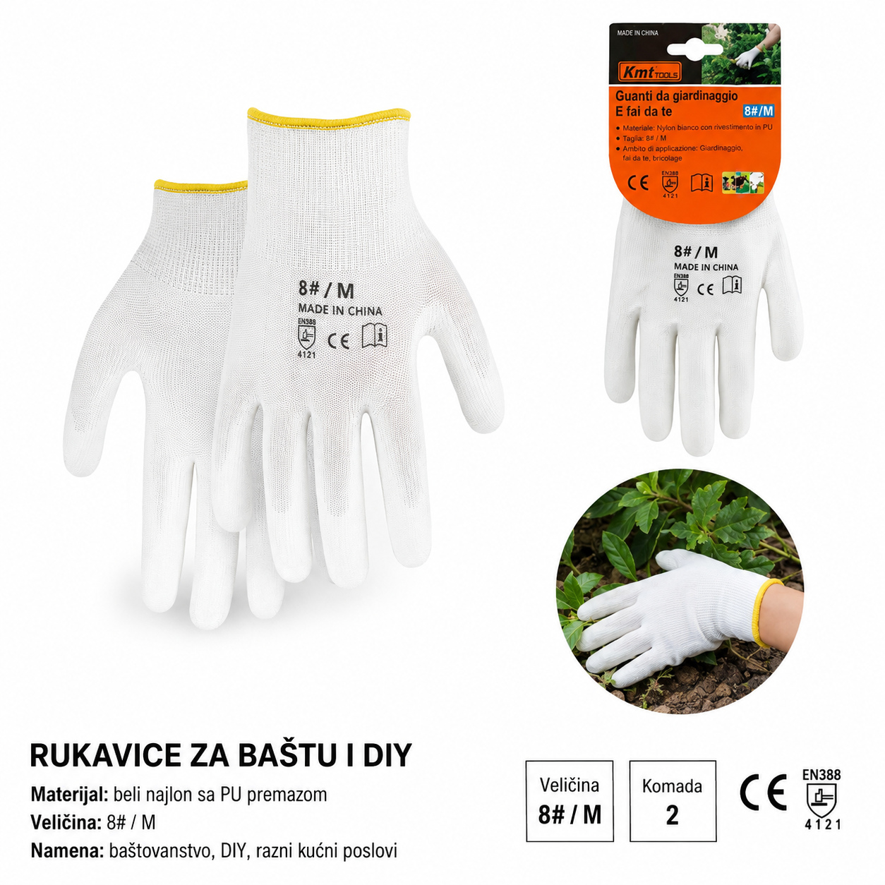 KMT Bela pu rukavice 9368925