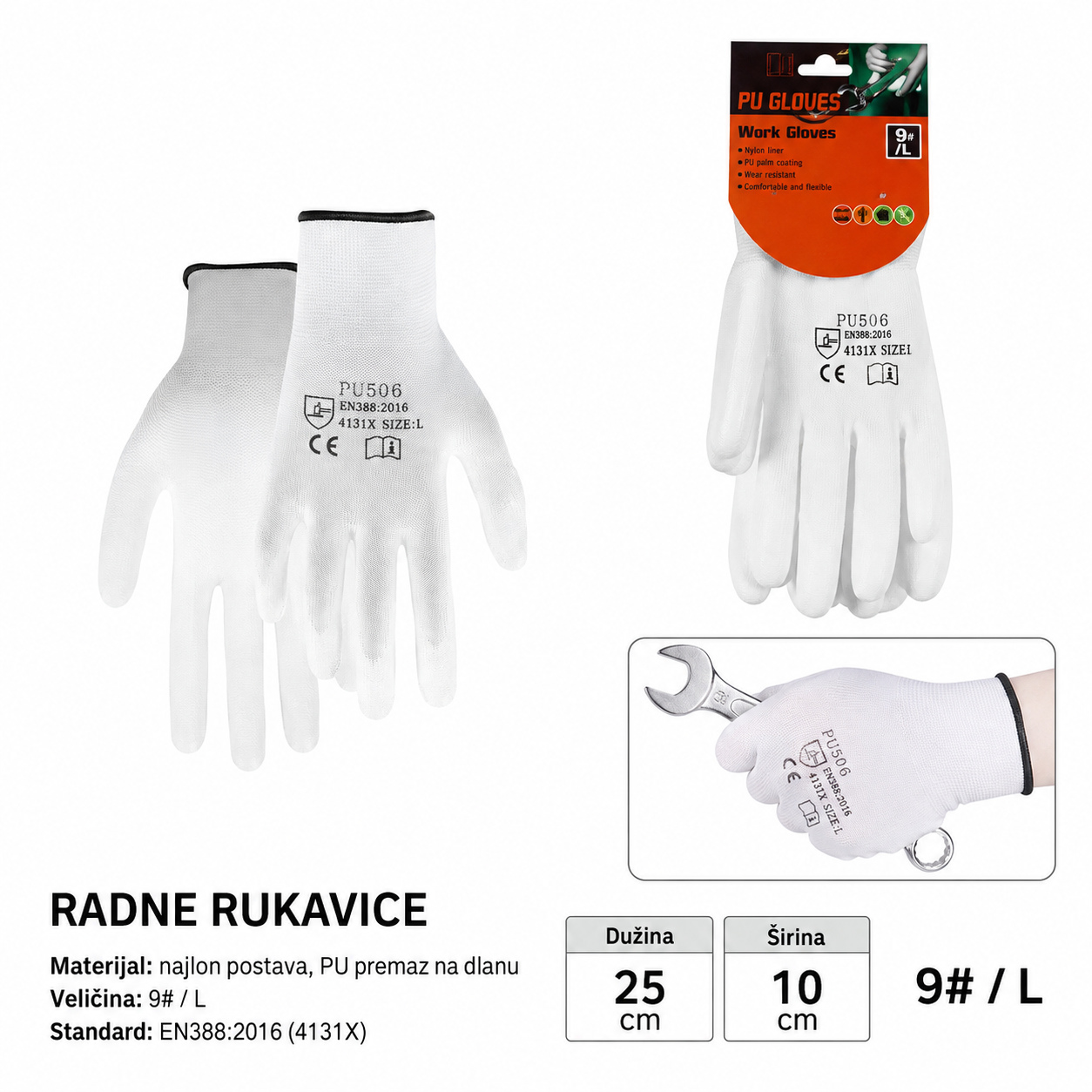 KMT Bela pu rukavice 9368926