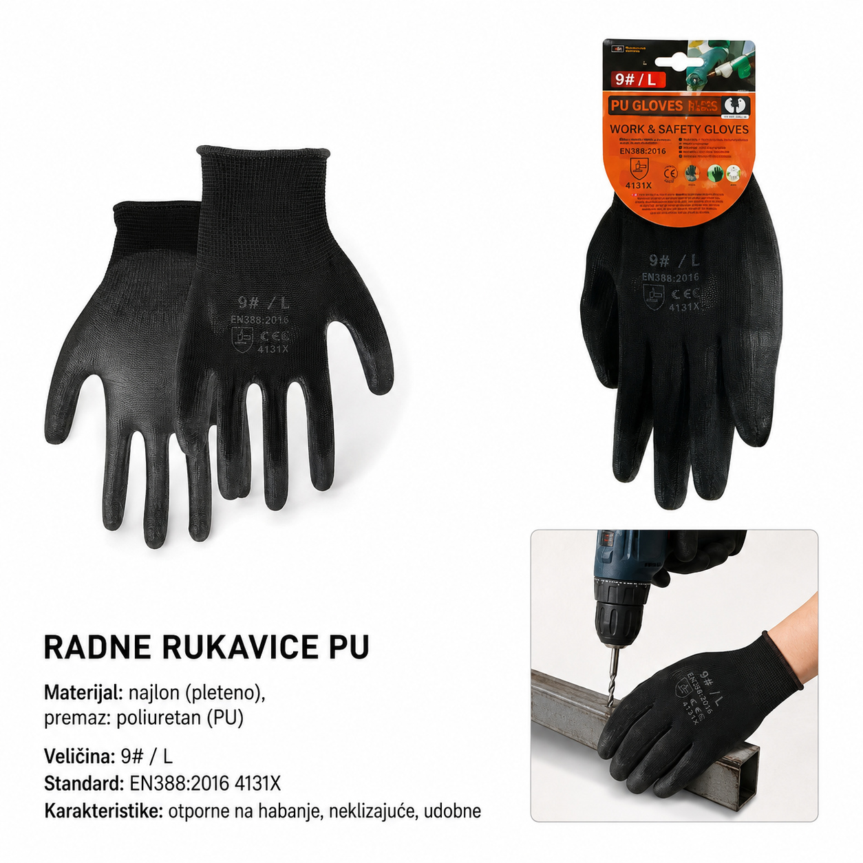 KMT Crna pu rukavice 9368930
