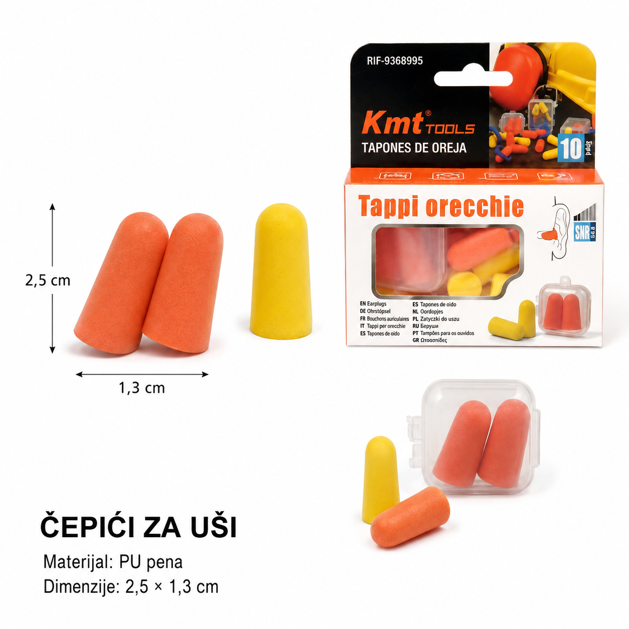 KMT Tip PU set čepića za uši narandžasti 9368995
