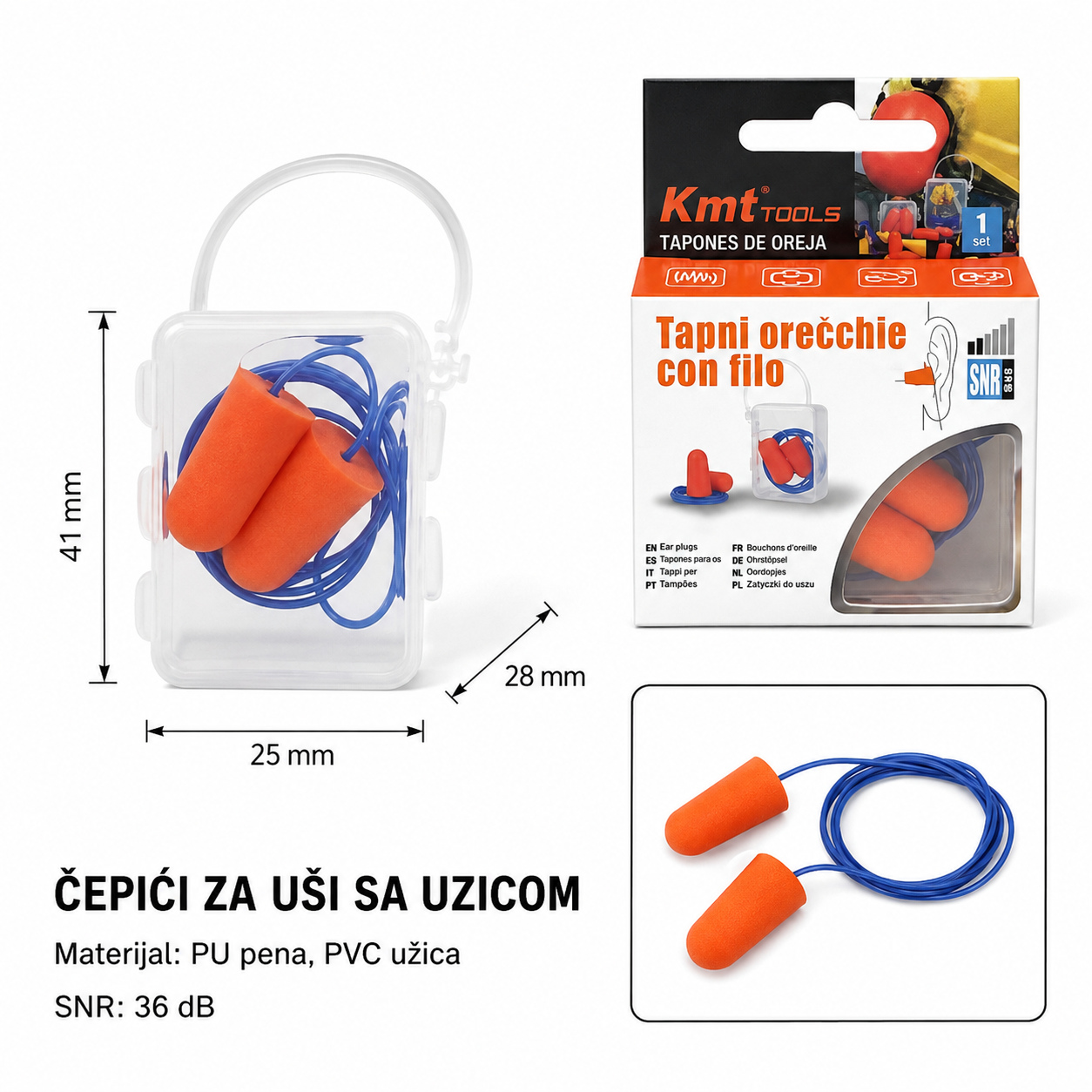 KMT Tip PU set čepića za uši maskirna traka pe VC PU narandžasti set čepića za uši + plava PVC 9368996